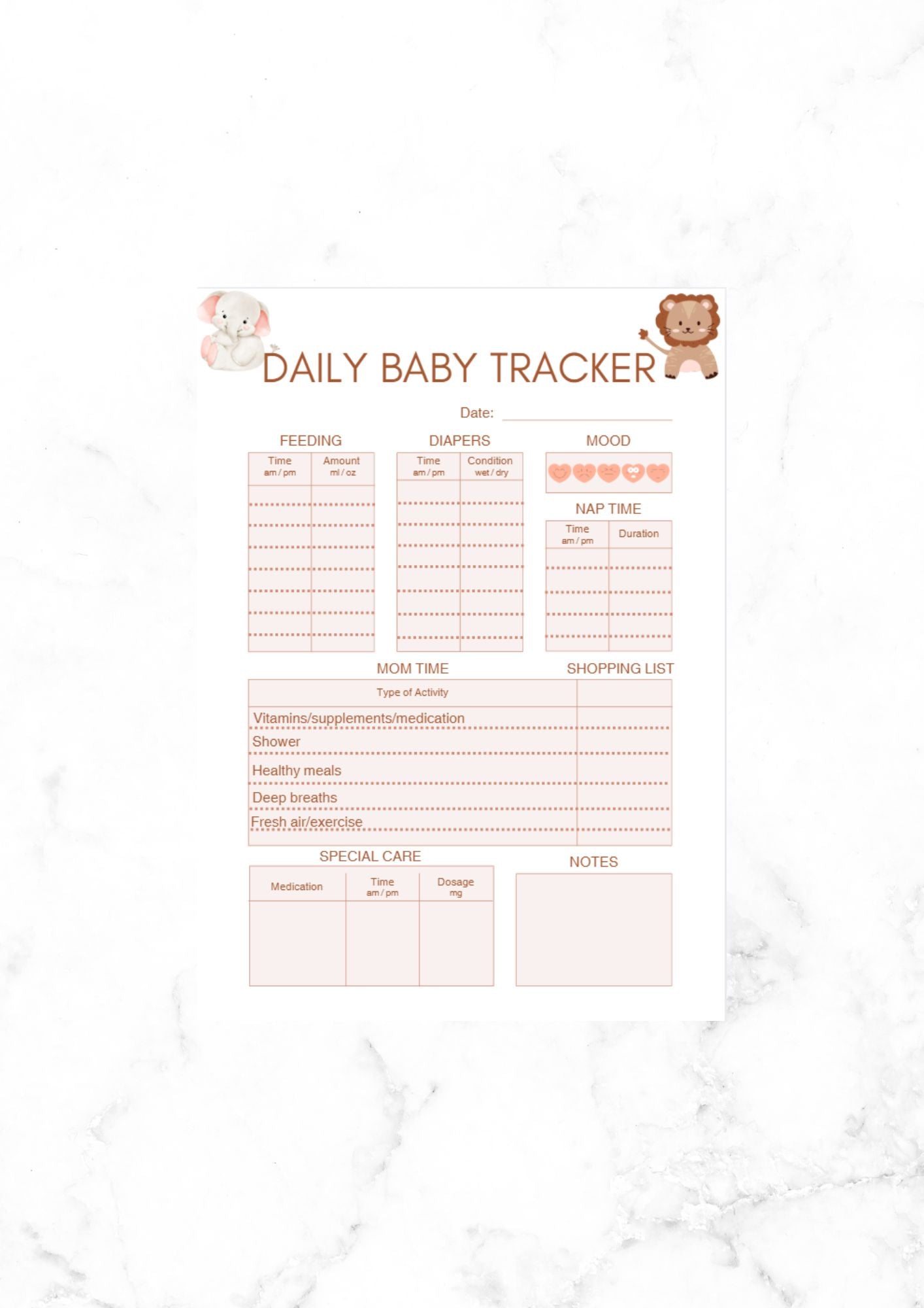 Daily baby tracker